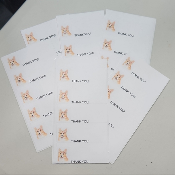 Puppy W/Floral Crowns Business Thank You Cards 50pk & 100 Thank You Stickers - Picture 10 of 11